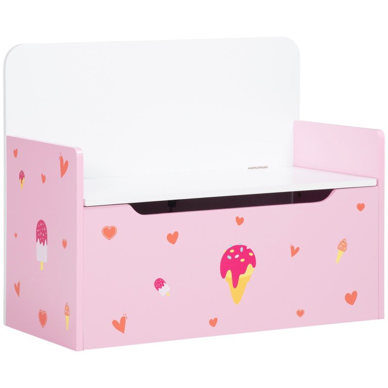 2 en 1 Banco Infantil con Baúl de Almacenamiento para Niños de +18 Meses Carga 50 kg 60x30x50 cm Rosa