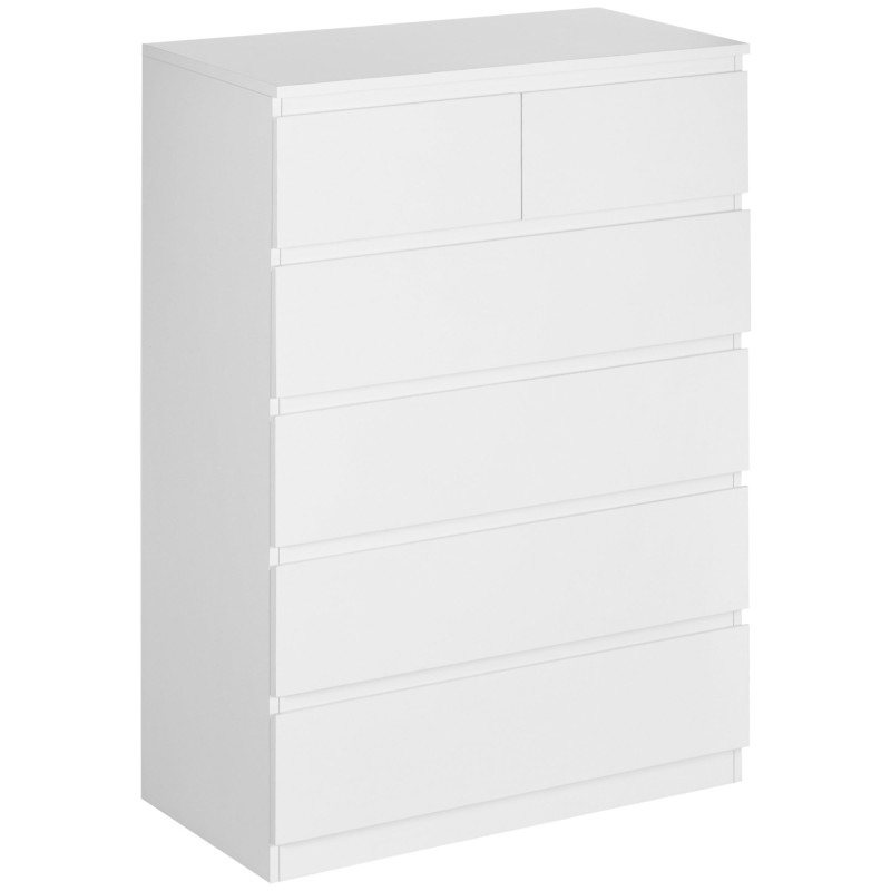 Cómoda con 6 Cajones Cajonera de Madera de Estilo Moderno para Dormitorio Entrada Salón 80x39x115 cm Blanco