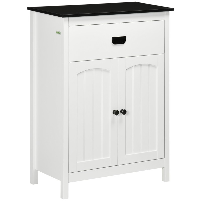 Armario Auxiliar de Baño Estilo Moderno con 1 Cajón 2 Puertas y Estante para Lavabo Ducha 60x30x80 cm Blanco