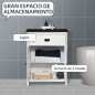Armario Auxiliar de Baño Estilo Moderno con 1 Cajón 2 Puertas y Estante para Lavabo Ducha 60x30x80 cm Blanco