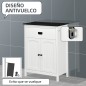 Armario Auxiliar de Baño Estilo Moderno con 1 Cajón 2 Puertas y Estante para Lavabo Ducha 60x30x80 cm Blanco