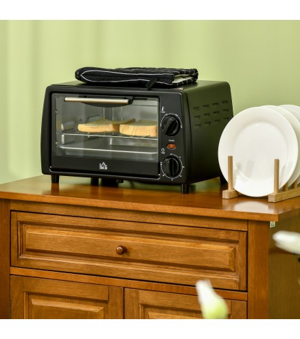 Horno Eléctrico Sobremesa 10L 750W Horno Eléctrico Pequeño Temperatura 230 ℃ y Temporizador 36,5x26x22 cm Negro