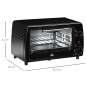 Horno Eléctrico Sobremesa 10L 750W Horno Eléctrico Pequeño Temperatura 230 ℃ y Temporizador 36,5x26x22 cm Negro