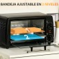 Horno Eléctrico Sobremesa 10L 750W Horno Eléctrico Pequeño Temperatura 230 ℃ y Temporizador 36,5x26x22 cm Negro
