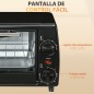 Horno Eléctrico Sobremesa 10L 750W Horno Eléctrico Pequeño Temperatura 230 ℃ y Temporizador 36,5x26x22 cm Negro