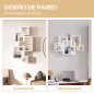 Estantería de Pared con 5 Cubos Estante Flotante de Madera para Salón Estilo Moderno 49,5x10,2x86 cm Blanco