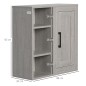 Armario de Baño de Pared con 3 Estantes Abiertos y 1 Puerta Mueble Auxiliar Suspendido Moderno 48x20x50 cm Gris