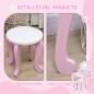 Tocador de Madera Infantil con Taburete y Espejo Centro de Belleza con 1 Cajón para 3-6 Años 65,5x46x93 cm Rosa