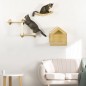 Juego de Escalada para Gatos de 3 Piezas Set de Pared con Estantes Cama Hamaca y Poste de Sisal Color Roble