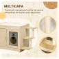 Mueble Arenero para Gatos con Cama Cojín Suave 3 Plataformas y Postes de Sisal 107x54x70 cm Roble