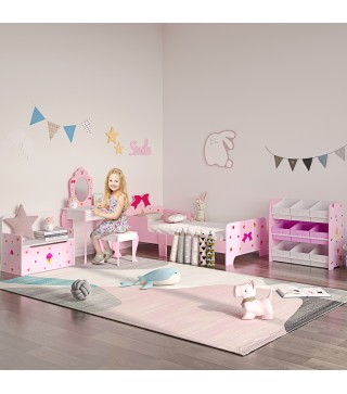 Cama Infantil para Ninos de 3-6 Anos Cama de Madera con Laterales de Proteccion Carga Max. 80kg 143x74x59cm Rosa