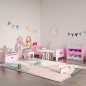 Cama Infantil para Niños de 3-6 Años Cama de Madera con Laterales de Protección Carga Máx. 80kg 143x74x59cm Rosa