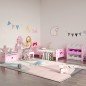 Cama Infantil para Niños de 3-6 Años Cama de Madera con Laterales de Protección Carga Máx. 80kg 143x74x59cm Rosa