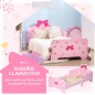 Cama Infantil para Niños de 3-6 Años Cama de Madera con Laterales de Protección Carga Máx. 80kg 143x74x59cm Rosa