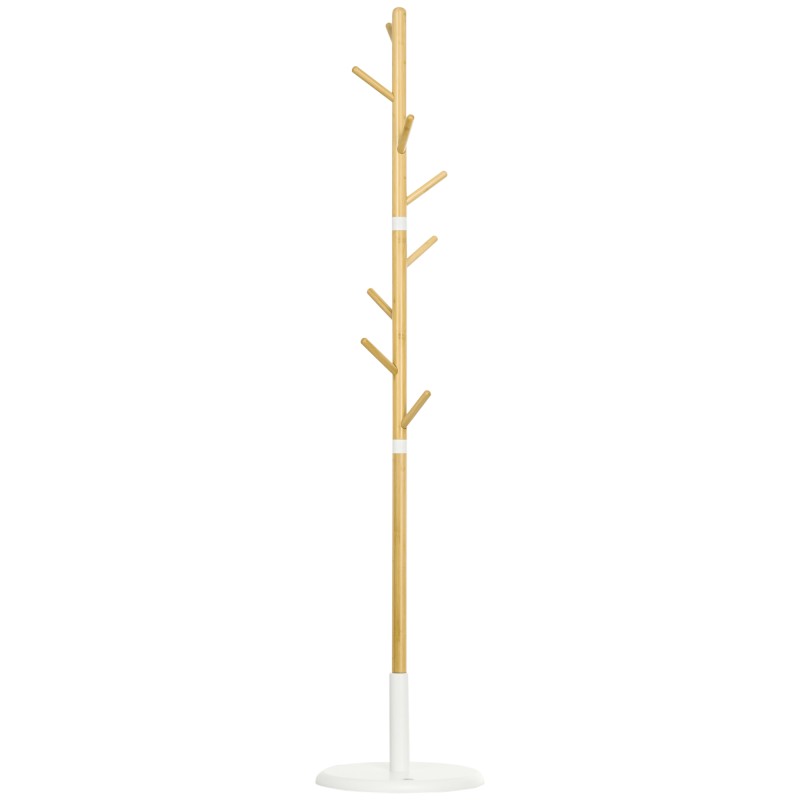 Perchero de Pasillo Moderno con 8 Ganchos para Ropas Bolsas Perchero de Árbol para Entrada Ø37,8x175,6 cm Natural