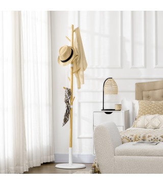 Perchero de Pasillo Moderno con 8 Ganchos para Ropas Bolsas Perchero de Árbol para Entrada Ø37,8x175,6 cm Natural