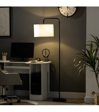 Lámpara de Pie Moderna con Pantalla de Lino Sintético Lámpara de Lectura para Salón 64x38x163,5 cm Blanco y Negro