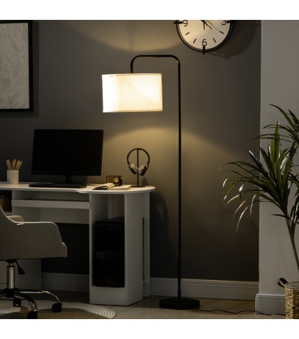 Lámpara de Pie Moderna con Pantalla de Lino Sintético Lámpara de Lectura para Salón 64x38x163,5 cm Blanco y Negro