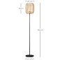 Lámpara de Pie para Salón con Pantalla de Cuerda de Papel para Salón Dormitorio Ø26x164 cm Natural y Negro
