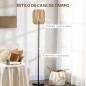 Lámpara de Pie para Salón con Pantalla de Cuerda de Papel para Salón Dormitorio Ø26x164 cm Natural y Negro