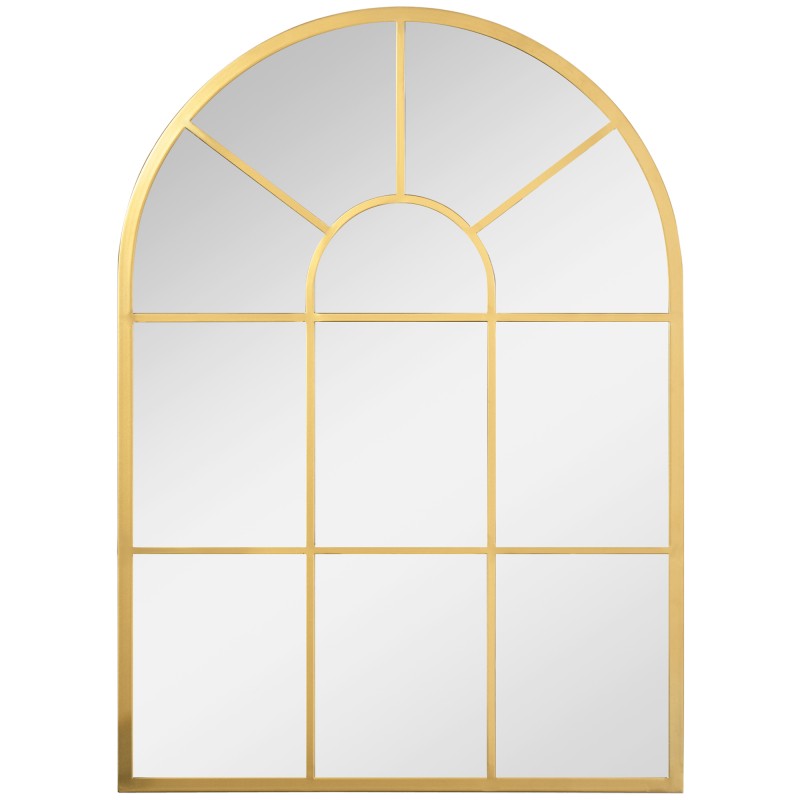 Espejo Decorativo de Pared 50x70cm Espejo de Ventana de Metal para Salón Dormitorio Entrada Estilo Moderno Dorado