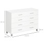 Cómoda con 4 Cajones de Dormitorio con Patas Cajonera de Estilo Moderno para Salón Entrada 112x38,2x81 cm Blanco
