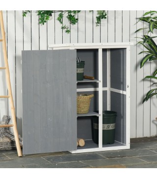 Armario de Jardín de Madera para Exterior para Herramientas con 2 Estantes y Techo Asfáltico 75x56x115 cm Gris
