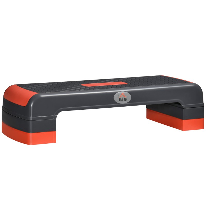 Plataforma Step para Deporte y Gimnasia con Altura Regulable en 10/15/20 cm Carga 150 kg 78x28x20 cm Gris y Rojo