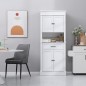 Alacena de Cocina con 4 Puertas 1 Cajón y Estante Abierto Mueble Auxiliar para Microondas 74x39,5x183 cm Blanco