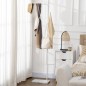 Perchero de Pie con Base de Mármol Barra y 2 Ganchos de Metal para Dormitorio Pasillo 35x25x170 cm Blanco