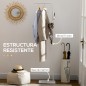 Perchero de Pie con Base de Mármol Barra y 2 Ganchos de Metal para Dormitorio Pasillo 35x25x170 cm Blanco