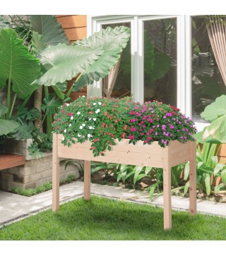 Huerto Urbano Elevado de Madera 122,5x56,5x76 cm con Tela no Tejida para Cultivos Plantas Flores Natural