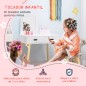Tocador de Madera Infantil con Taburete y Espejo Centro de Belleza con 2 Cajones para 3-6 Años 60x40x95cm Blanco
