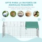 Jaula Recinto para Animales Pequeños con 2 Puertas y Toldo para Exterior Jardín Patio 220x103x103cm Plata y Verde