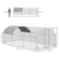 Gallinero de Exterior Grande para 12-18 Gallinas de Acero Galvanizado y Techo de Tela Oxford 5,7x2,8x1,97 m Plata