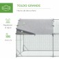 Gallinero de Exterior Grande para 12-18 Gallinas de Acero Galvanizado y Techo de Tela Oxford 5,7x2,8x1,97 m Plata