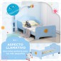 Cama Infantil para Niños de 3-6 Años Cama de Madera con Laterales de Protección Carga Máx. 80kg 143x74x59cm Azul