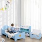Cama Infantil para Niños de 3-6 Años Cama de Madera con Laterales de Protección Carga Máx. 80kg 143x74x59cm Azul