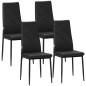 Set de 4 Sillas de Comedor Tapizadas de Piel Sintética con Respaldo Alto y Patas de Metal 41x50x97 cm Negro