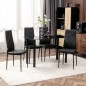 Set de 4 Sillas de Comedor Tapizadas de Piel Sintética con Respaldo Alto y Patas de Metal 41x50x97 cm Negro