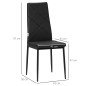 Set de 4 Sillas de Comedor Tapizadas de Piel Sintética con Respaldo Alto y Patas de Metal 41x50x97 cm Negro Set de 4 Sillas de Comedor Tapizadas de Piel Sintética con Respaldo Alto y Patas de Metal 41x50x97 cm Negro