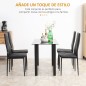 Set de 4 Sillas de Comedor Tapizadas de Piel Sintética con Respaldo Alto y Patas de Metal 41x50x97 cm Negro
