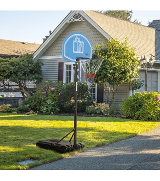 Canasta de Baloncesto para Exterior Altura Ajustable 160-210 cm con Ruedas y Base Rellenable 76x48x254 cm Negro