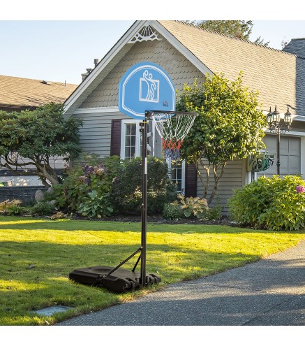 Canasta de Baloncesto para Exterior Altura Ajustable 160-210 cm con Ruedas y Base Rellenable 76x48x254 cm Negro