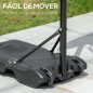 Canasta de Baloncesto para Exterior Altura Ajustable 160-210 cm con Ruedas y Base Rellenable 76x48x254 cm Negro