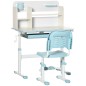 Escritorio y Silla para +3 Años con Altura Ajustable y Mesa Inclinable 80x52x88-109 cm y 35,5x44,5x66-80 cm Azul
