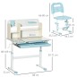 Escritorio y Silla para +3 Años con Altura Ajustable y Mesa Inclinable 80x52x88-109 cm y 35,5x44,5x66-80 cm Azul