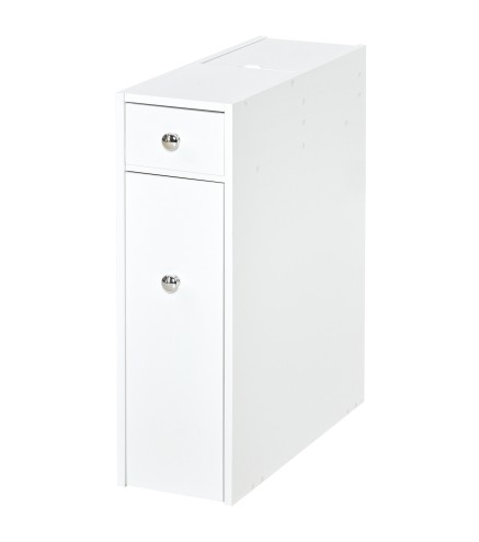 Mueble Auxiliar de Baño Estrecho con 2 Cajones y Compartimiento Superior con Tapa para Lavabo 17x48x58 cm Blanco
