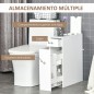Mueble Auxiliar de Baño Estrecho con 2 Cajones y Compartimiento Superior con Tapa para Lavabo 17x48x58 cm Blanco