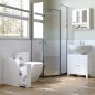 Mueble Auxiliar de Baño Estrecho con 2 Cajones y Compartimiento Superior con Tapa para Lavabo 17x48x58 cm Blanco